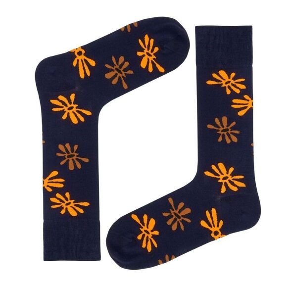 Love Sock Company Other - Love Sock Company Men's Navy/Orange Flower Socks 7-12 NWT